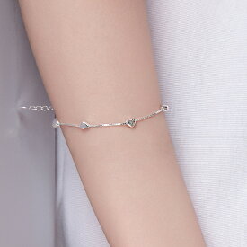 ブレスレット Silver 925 キュートハート ラインブレスレット 韓国アクセサリー