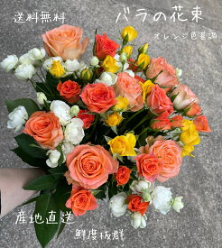バラの花束　産地直送　写真撮影　　贈り物　オレンジ色　プレゼント　誕生日　記念日　お見舞い　結婚記念日　ホワイトデー　オレンジ　白　黄色　花束　父の日　母の日　兄弟　花言葉　絆　信頼　　ボリューム満点