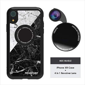 すぐに使える【2点で5％OFFクーポン】Ztylus iPhoneXR レンズ付きスマートフォンケース 4 in 1 カメラリボルバー メガネ拭きセット ミックスマーブル