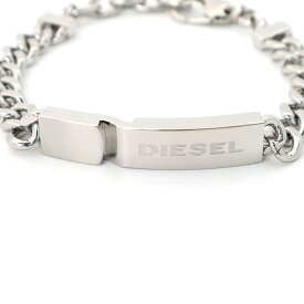 すぐに使える【2点で5％OFFクーポン】ディーゼル ブレスレット メンズ シルバー シンプル DIESEL DX0966040 ロゴプレート＆チェーン 並行輸入品