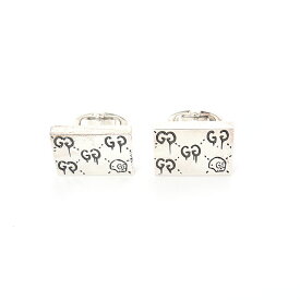 【 在庫一掃セール対象商品 】グッチ カフスボタン メンズ GHOST シルバー ブラック 457224-J8400-0701 GUCCI（昨年比でよりお得に販売中）