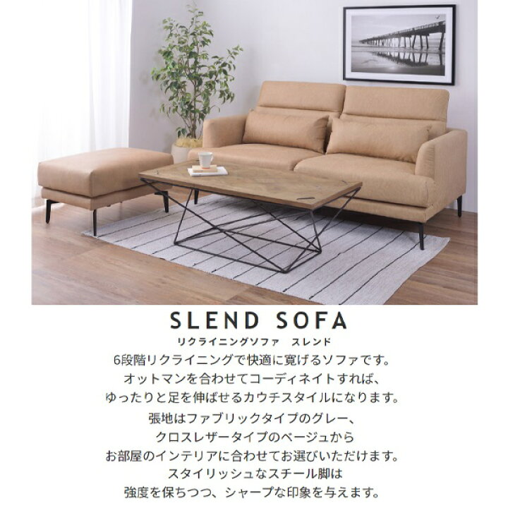 楽天市場】新生活 スレンド【SLEND】 6段階 リクライニングソファ 2点 