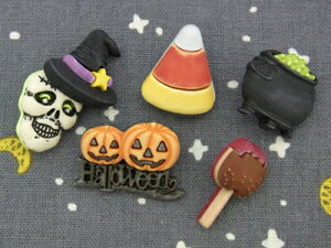【輸入ボタン】ハロウィン/魔女モチーフ/ウィッチ/帽子/ガイコツ/骸骨/スカル/鍋/カボチャ/かぼちゃButtons Galore ボタン 6個セット Happy Halloween（Witchy）BG-HH105