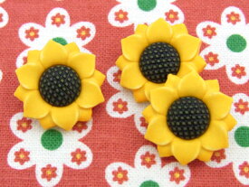【輸入ボタン】Buttons Galore ボタン 3個セット　Fall Friends（Sunflowers）ひまわり/向日葵(FA122)