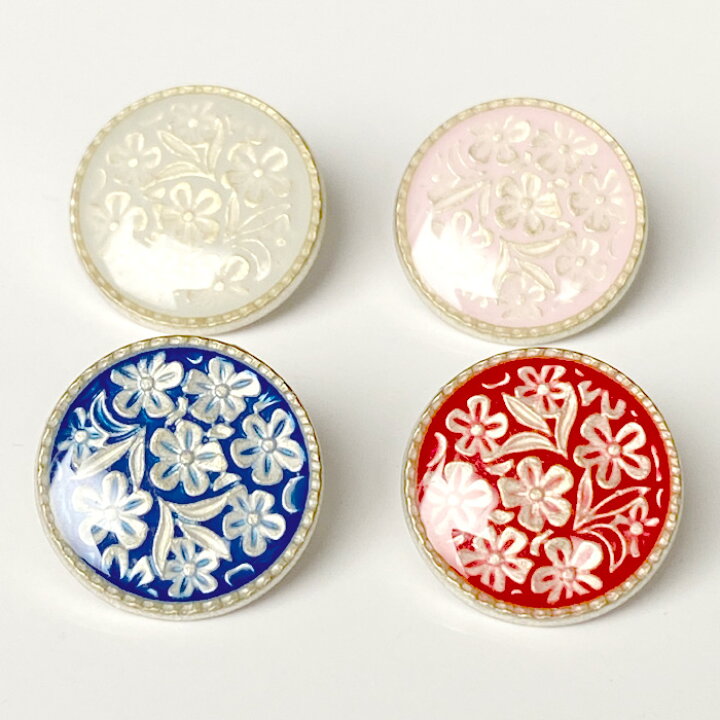 楽天市場】【ヨーロッパ製ボタン】花柄 ボタン足つきボタン / 約15mm1 