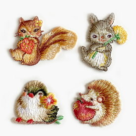 動物 アップリケ/ワッペン(とり/うさぎ/りす/はりねずみ) 【ヨーロッパ製アップリケ】 (M15839-SM)