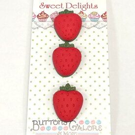 【輸入ボタン】いちご/ストロベリーButtons Galore ボタン 3個セット　Sweet Delights（Strawberries）BG-SD113