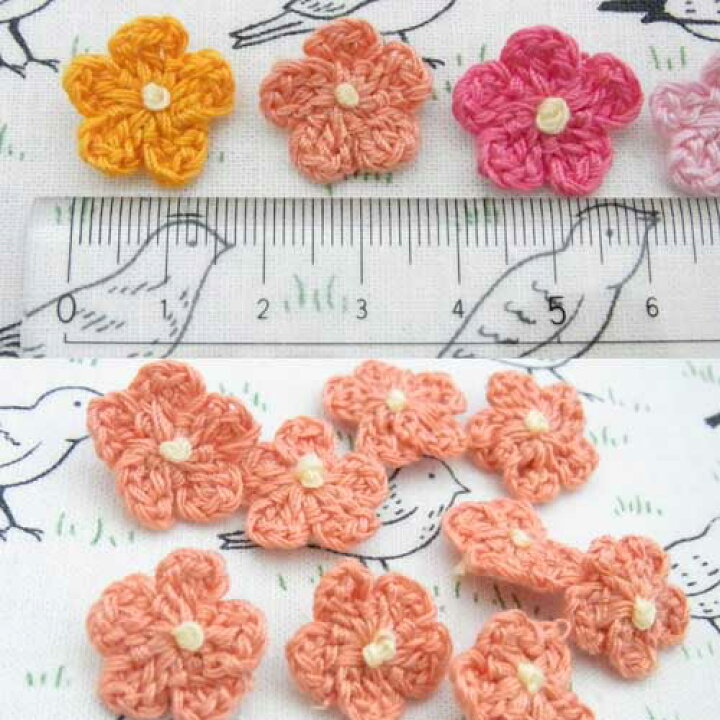 楽天市場 3個入り 手編みフラワーモチーフ小花 約16mm 21mm1セット 3個入り Pw 005 Rose Rosa