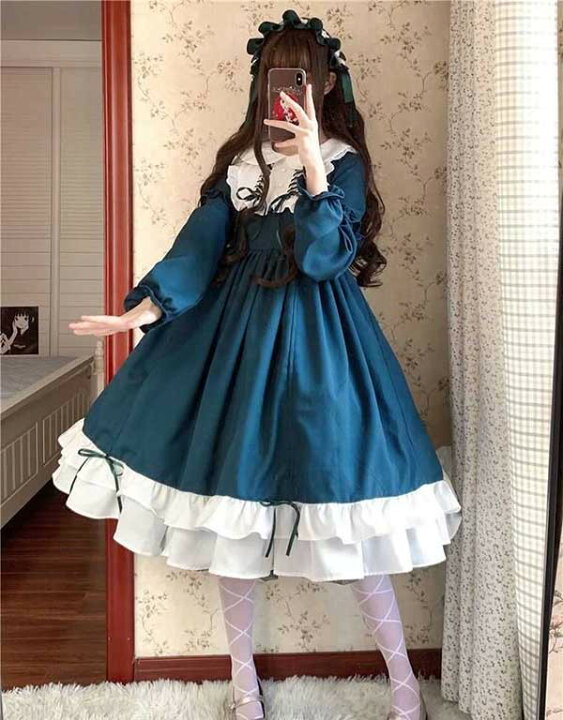 楽天市場】ロリータ ビッグカラー ワンピース クラロリ 単品 ゴスロリ 