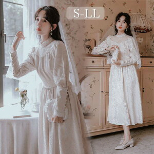 ウェディングドレス レース ホワイト 白 ミモレドレス シンプル 袖あり 花嫁 結婚式 披露宴 お呼ばれ 20代 30代 40代 前撮り 後撮り フォト婚 二次会 前撮り 大きいサイズ 結婚式 二次会ドレス