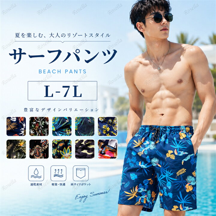 楽天市場】水着 サーフパンツ メンズ 水着 海パン 速乾 ショートパンツ 