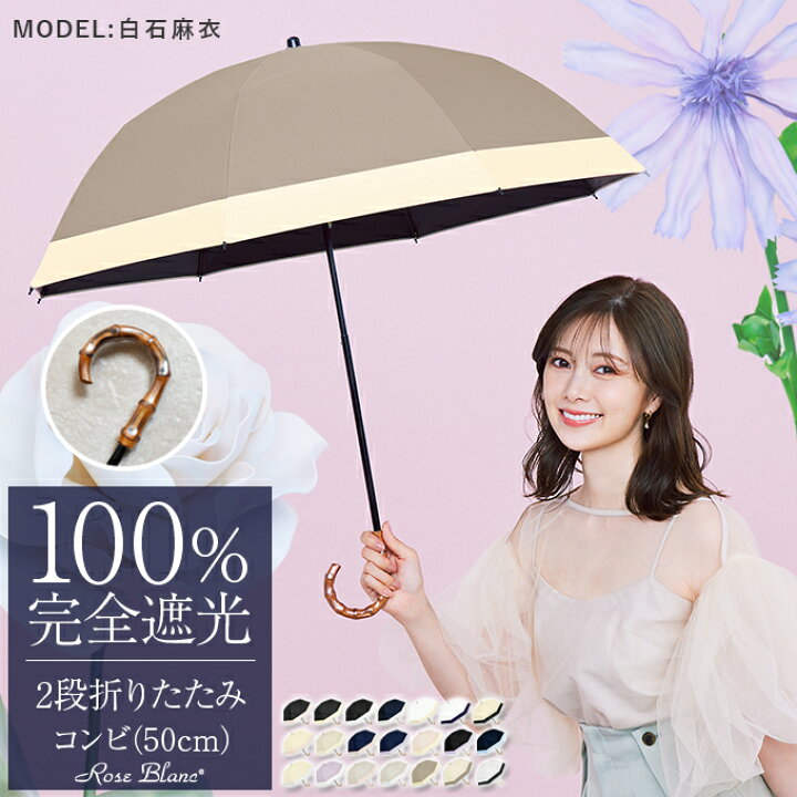 競売 白 晴雨兼用 日傘 折り畳み 遮光 100% UV99%カット 傘