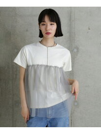 【SALE／10%OFF】【WEB・一部店舗限定】チュールデザイントップス ROSE BUD ローズバッド トップス カットソー・Tシャツ ホワイト ブラック【RBA_E】【送料無料】[Rakuten Fashion]