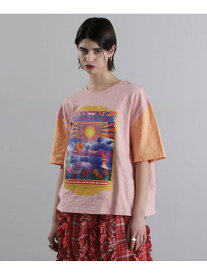 【SALE／50%OFF】OKIRAKU*ROSEBUD/袖配色 プリントTシャツ OKIRAKU×ROSEBUD ローズバッド トップス カットソー・Tシャツ ピンク【RBA_E】【送料無料】[Rakuten Fashion]