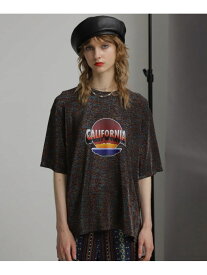 【SALE／50%OFF】OKIRAKU*ROSEBUD/グリッタープリントTシャツ OKIRAKU×ROSEBUD ローズバッド トップス カットソー・Tシャツ ブラック【RBA_E】【送料無料】[Rakuten Fashion]
