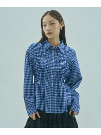 SHIRRING SHIRT ROSE BUD ローズバッド トップス シャツ・ブラウス ブラウン ブルー【送料無料】[Rakuten Fashion]