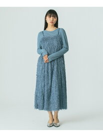 レイヤードフリンジキャミワンピース ROSE BUD ローズバッド ワンピース・ドレス ワンピース ブラック ブルー【送料無料】[Rakuten Fashion]