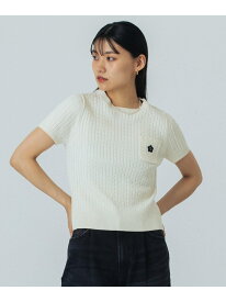 【レッドROSE BUD別注カラー】MARY QUANT/CABLE HALF SLEEVE KNIT ROSE BUD SELECT ローズバッド トップス ニット ブラック レッド ホワイト【送料無料】[Rakuten Fashion]
