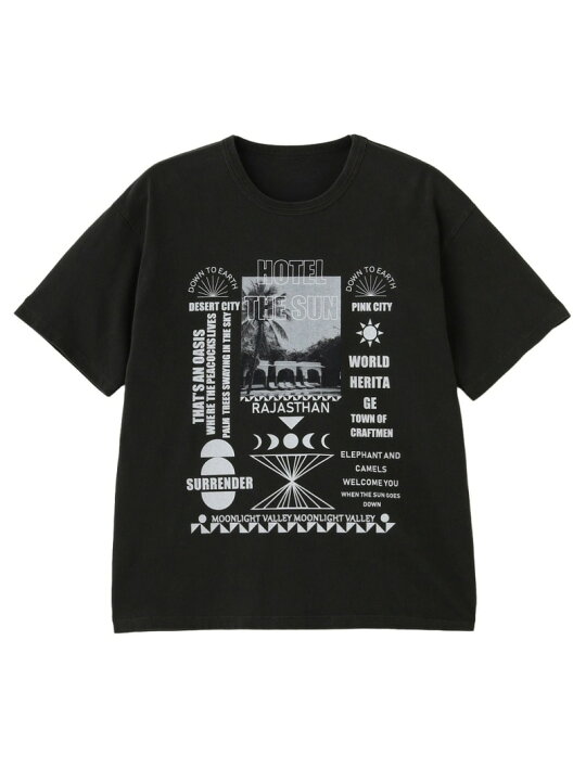 RAJASTHAN PHOT TEE ROSE BUD ローズバッド トップス カットソー・Tシャツ ホワイト ブラック RBA E Rakuten Fashion