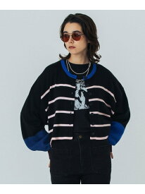 CREOLME/MULTI STRIPE KNIT CARDIGAN CREOLME ローズバッド トップス カーディガン ブラック【送料無料】[Rakuten Fashion]