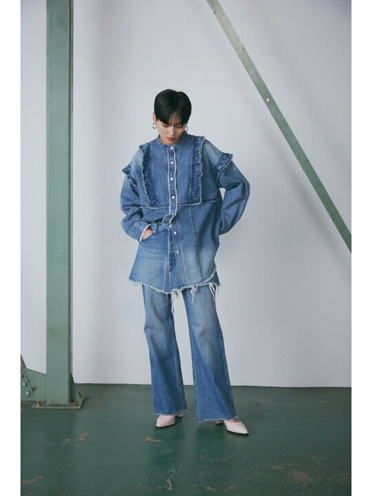 楽天市場】デニムフリルシャツ ROSE BUD ローズバッド トップス シャツ 