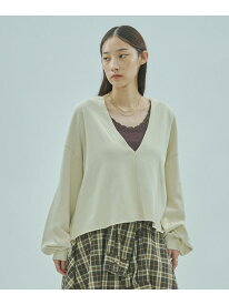 V-NECK SWEATSHIRT ROSE BUD ローズバッド トップス スウェット・トレーナー パープル ホワイト【先行予約】*【送料無料】[Rakuten Fashion]