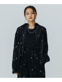 EMBROIDERY VELOUR SHIRT ROSE BUD ローズバッド トップス シャツ・ブラウス ブラック イエロー【送料無料】[Rakuten Fashion]