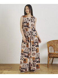 【SALE／30%OFF】CREOLME/PRINT COMBINAISON ROSE BUD ローズバッド オールインワン・オーバーオール オールインワン・つなぎ ブラウン ネイビー【RBA_E】【送料無料】[Rakuten Fashion]