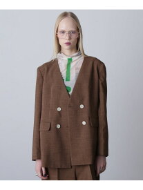 【SALE／30%OFF】ノーカラーダブルジャケット ROSE BUD ローズバッド ジャケット・アウター ノーカラージャケット ブラック ブラウン【RBA_E】【送料無料】[Rakuten Fashion]