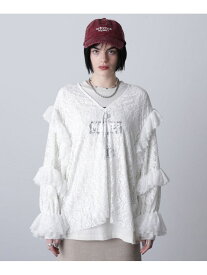 【SALE／30%OFF】レースフリルプルオーバー CREOLME ローズバッド トップス カットソー・Tシャツ ホワイト カーキグリーン【RBA_E】【送料無料】[Rakuten Fashion]