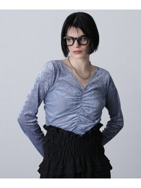 【SALE／10%OFF】シャーリングベロアトップス CREOLME ローズバッド トップス カットソー・Tシャツ ブルー ホワイト カーキグリーン【RBA_E】【送料無料】[Rakuten Fashion]