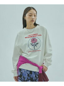 ROSE PRINT L/S SWEAT ROSE BUD ローズバッド トップス スウェット・トレーナー ホワイト【送料無料】[Rakuten Fashion]