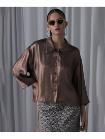 【SALE／50%OFF】シャイニーオーバーシャツ mici ローズバッド トップス シャツ・ブラウス シルバー ブラウン【RBA_E】【送料無料】[Rakuten Fashion]