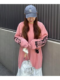 【SALE／30%OFF】OKIRAKU*ROSE BUD/スリーブプリントロンT OKIRAKU×ROSEBUD ローズバッド トップス カットソー・Tシャツ ホワイト ブラック ピンク【RBA_E】【送料無料】[Rakuten Fashion]