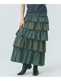 【SALE／55%OFF】CHECK TIERED SKIRT ROSE BUD ローズバッド スカート ロング・マキシスカート ブラウン ブルー【RBA_E】【送料無料】[Rakuten Fashion]