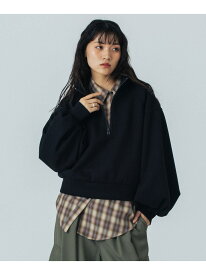 mici/VOLUME SLEEVE ZIP UP TOP mici ローズバッド トップス カットソー・Tシャツ ブラック【送料無料】[Rakuten Fashion]