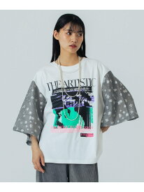 OKIRAKU*ROSEBUD/FLOWER SLEEVE GRAPHIC TOP OKIRAKU×ROSEBUD ローズバッド トップス カットソー・Tシャツ ホワイト【先行予約】*【送料無料】[Rakuten Fashion]
