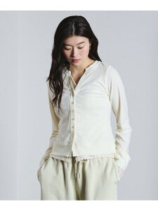 FAKE LAYERED CARDIGAN ROSE BUD ���[�Y�o�b�h �g�b�v�X �J�[�f�B�K�� �z���C�g �u���[ �u���b�N�y���������z[Rakuten Fashion]