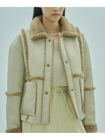 FAUX MOUTON 2WAY JACKET ROSE BUD ローズバッド ジャケット・アウター その他のジャケット・アウター ブラック ホワイト【先行予約】*【送料無料】[Rakuten Fashion]