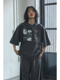 ネイチャーフォト ビッグTシャツ ROSE BUD ローズバッド トップス カットソー・Tシャツ ブラック ベージュ【送料無料】[Rakuten Fashion]