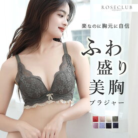 ＼クーポン利用で1,188円／ ノンワイヤーブラ ふわ盛り補正ブラ ショーツセット 谷間メイク × 脇高 × ノンワイヤー 小胸・離れ胸対応 総レースショーツ付き Aカップ対応 苦しくない ナイトブラ インナー 送料無料 NP1