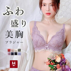 ＼クーポン利用で1,000円／ ブラジャー ノンワイヤーブラ ふわ盛り補正ブラ ショーツセット 谷間メイク × 脇高 × ノンワイヤー 小胸・離れ胸対応 総レースショーツ付き Aカップ対応 苦しくない ナイトブラ インナー 送料無料 NP1
