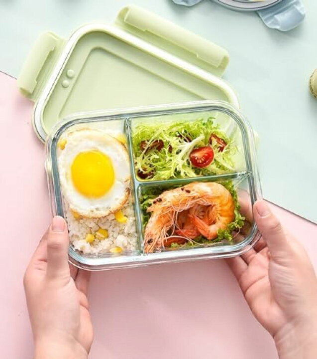 楽天市場】弁当箱 耐熱ガラス ポータブル スプーン付き 長方形 透明 2 
