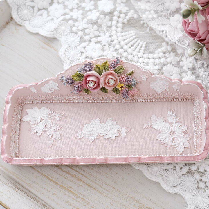 楽天市場】トレー シャンティーローズ ピンク 薔薇 雑貨 机上 整理 姫 