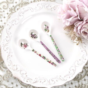 コーヒースプーン 薔薇 ローズ メラミン 割れにくい シニア 離乳食 ミニスプーン かわいい スプーン カトラリー