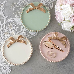 コースター クラシックリボン ラウンド トレー トレイ かわいい おしゃれ エレガント インテリア ゴールド リボン