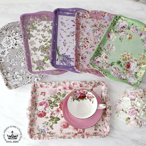 トレー Mサイズ ローズ ロイヤルアーデン おぼん お盆 トレイ 薔薇 ピンク グリーン かわいい バラ