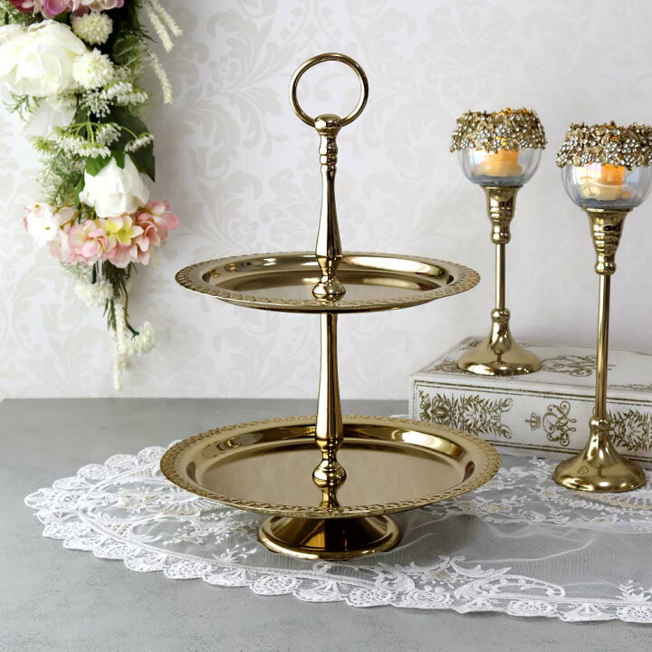 楽天市場】クラシックゴールド2段プレート トレイ トレー 2段 