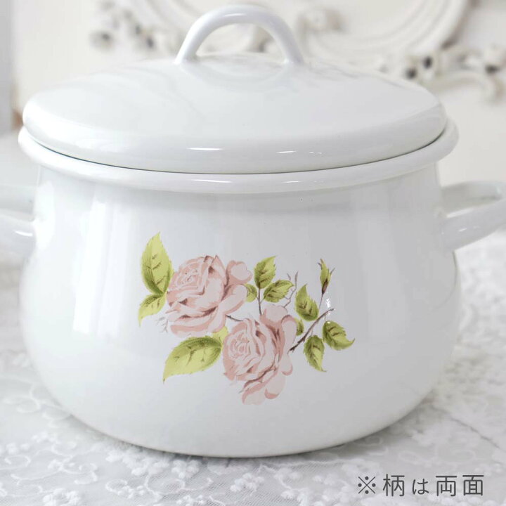 楽天市場】キャセロール イマン ホーロー 琺瑯 IH対応 16cm 薔薇 