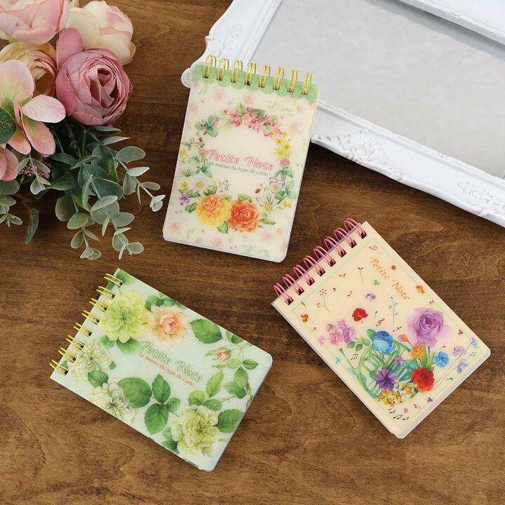 楽天市場】メモ帳 薔薇雑貨 薔薇のリングメモノート かわいい 文具 